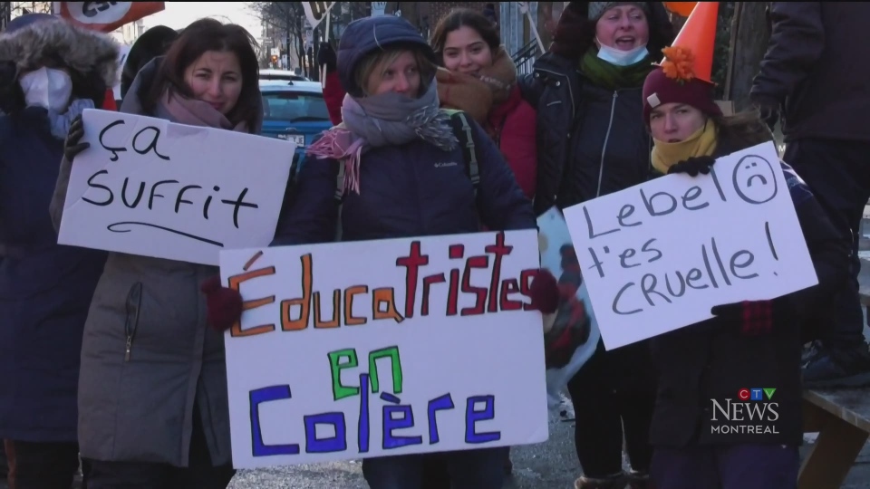 Quebec daycare workers on unlimited strike