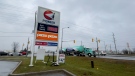 A MacEwen tanker truck drives into Carleton Place along Highway 7, in front of the Pioneer Gas Station. (Peter Szperling/CTV News Ottawa)