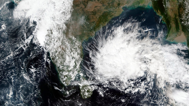 Tropical storm brewing in Bay of Bengal off Indian coast