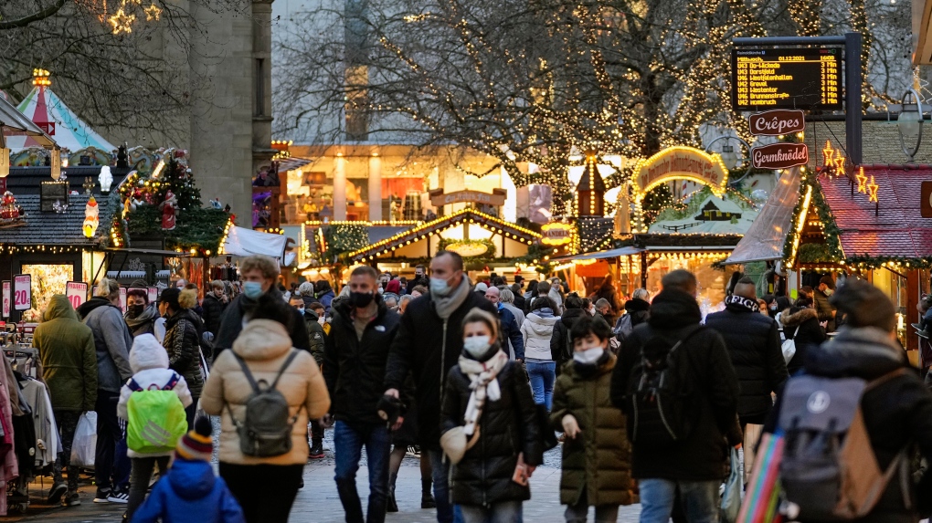 People at a German Christmas market