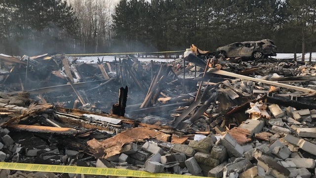 A home on Snake Island Road in rural south Ottawa was reduced to rubble after a major fire overnight. Dec. 7, 2021. (Jim O'Grady/CTV News Ottawa)