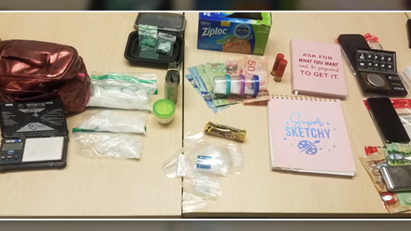These items were seized in a drug rain in Kingston, Ont. on Nov. 18, 2021. (Kingston police handout)