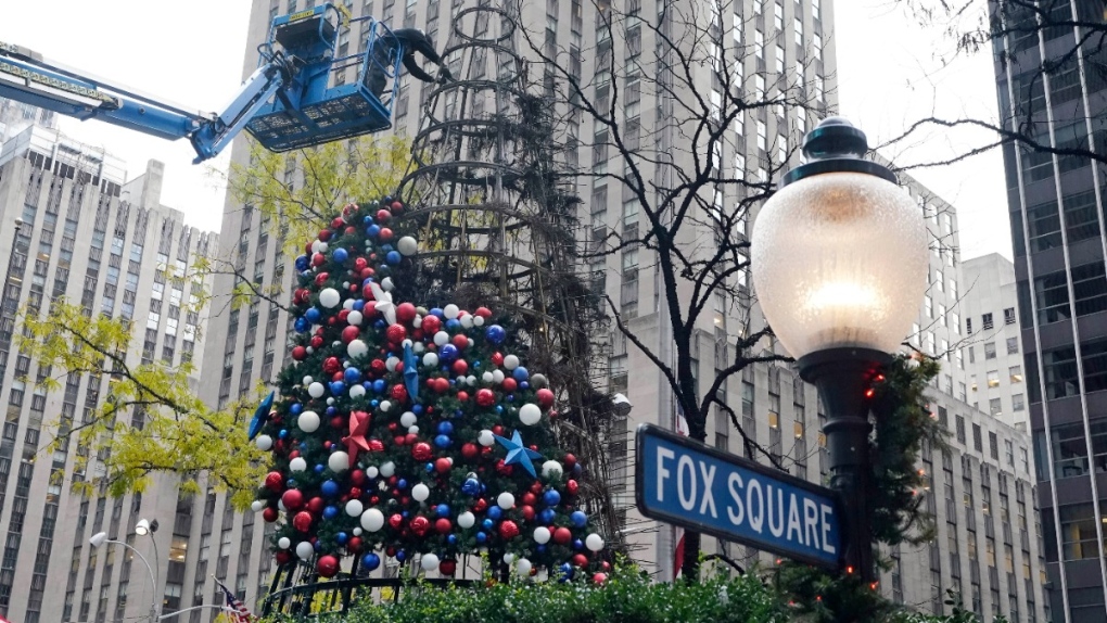 The Christmas tree outside Fox News in NYC