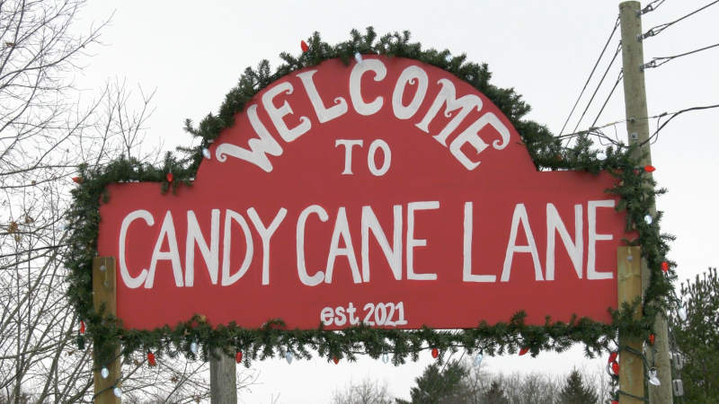 The Candy Cane Lane in Gananoque, Ont. (Nate Vandermeer/CTV News Ottawa)