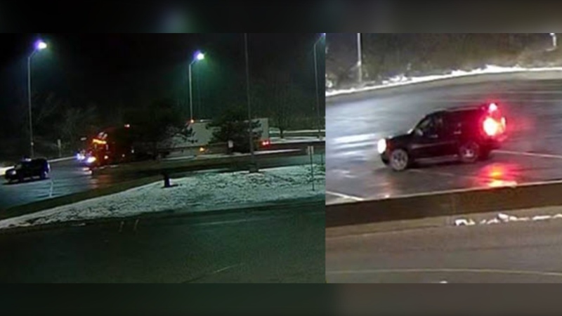 Ontario Provincial Police have released photos of a suspect vehicle believed to be involved in the theft of $200,000 worth of butter from a facility in Trenton, Ont. on Dec. 25, 2021. (OPP handout)