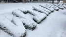 A snowy scene on the riverfront in Windsor, Ont., on Sunday, Jan. 2, 2022. (Michelle MAluske / CTV Windsor)