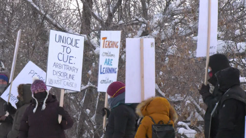 Faculty members at Concordia University of Edmonton went on strike the morning of Jan. 4, 2022.