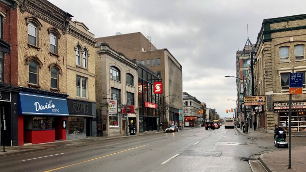 A portion of businesses in the 400 block of Richmond Street, Jan. 5, 2022. (Jim Knight / CTV News)