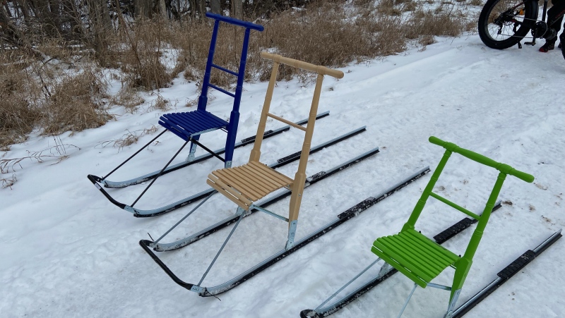 Mad River Paddling Co. in Calabogie, Ont. is offering kicksled rentals this winter. (Dylan Dyson/CTV News Ottawa)