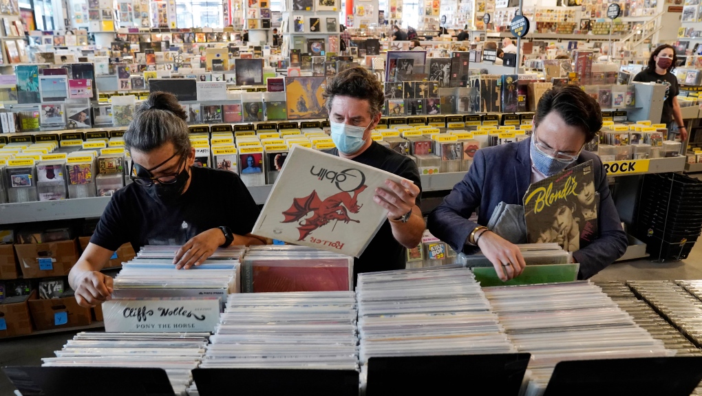 Record shoppers hunt through rare vinyl