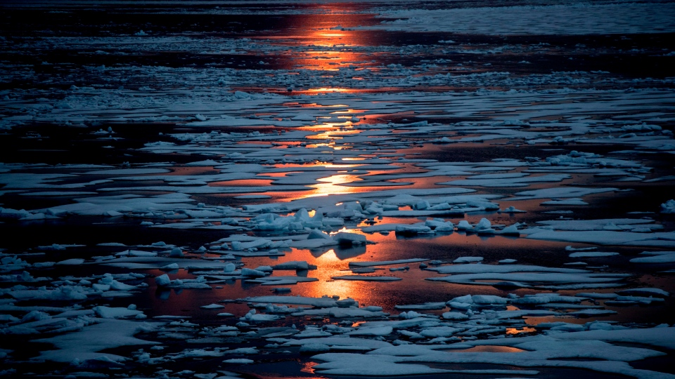 Sun on sea ice in Northwest Passage