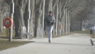 Nicholas Karpiuk running at Breakwater Park in Kingston, Ont. (Kimberley Johnson/CTV News Ottawa)