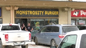 On Jan. 12, 2022, the province said the company operating as Monstrosity Burger and Tuxedo Village Family Restaurant on Corydon Avenue is facing seven counts of violating public health. (source: Jamie Dowsett/ CTV News Winnipeg)