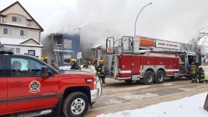 The Winnipeg Fire Paramedic Service (WFPS) is fighting a fire that broke out at a home on Maryland Street Friday morning. (source: Daniel Timmerman/ CTV News Winnipeg)