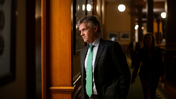 Rod Phillips returns to Premier Doug Ford's office after the provincial government's daily briefing in Toronto on Monday, June 15, 2020. THE CANADIAN PRESS/Chris Young 