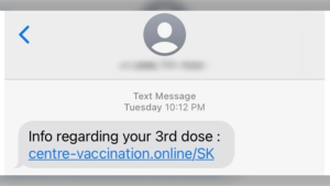 eHealth Saskatchewan text scam 