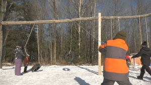 Dozen of children attend a winter boot camp in McNab/Braeside, Ont. on Saturday. (Dylan Dyson/CTV News Ottawa)