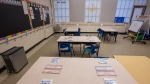Classrooms have been prepared for the return of students next week at John MacNeil Elementary School in Dartmouth, N.S. on Thursday, Jan. 13, 2022. (THE CANADIAN PRESS / Andrew Vaughan)