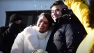 Elissa Makardich and Anh-Tuan Cung exchanged vows in the freezing cold. (Credit: Fr.Francis McKee - Paroisse Jésus Lumière du Monde/YouTube)