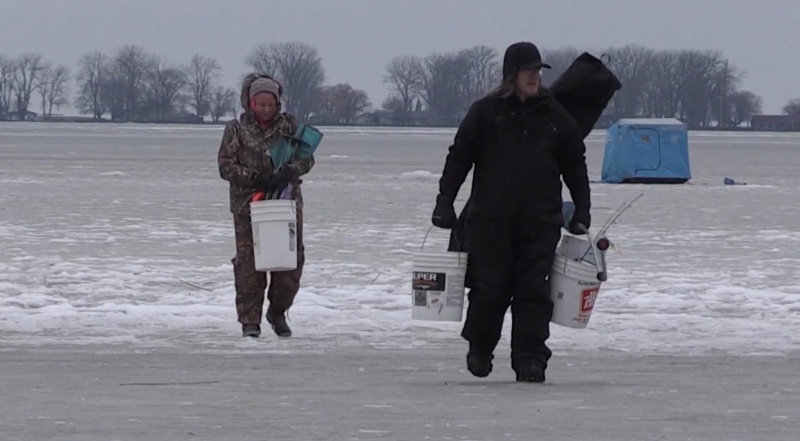 Ice fishing on Mitchell’s Bay. (Jim Knight / CTV News)