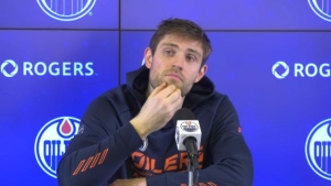 Oilers forward Leon Draisaitl during his media conference on Jan. 18, 2021. (Dave Mitchell/CTV News Edmonton)