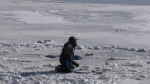 man on lake simcoe ice