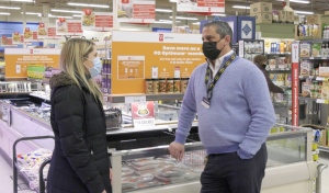 Brent Battistelli, who runs the grocery store in the Greater Sudbury community of Lively, said it has been a challenge to continue operating during the pandemic, and has noticed a decline in red meat sales. (Lyndsay Aelick/CTV News)