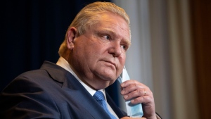 Ontario Premier Doug Ford attends a news conference in Toronto on Monday January 3, 2022. Ontario is moving schools online and pausing non-urgent surgeries as part of its bid to slow the spread of COVID-19 as the Omicron variant drives infections to record levels and threatens hospital capacity. THE CANADIAN PRESS/Chris Young 