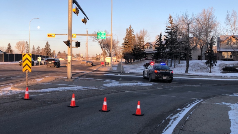 Calgary police investigate after a girl was hit by a vehicle in Erin Woods on Wednesday, Jan. 19, 2022. 