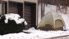 A tent near Main Street in Wingham, Ont. is seen Wednesday, Jan. 19, 2022. (Scott Miller / CTV News)
