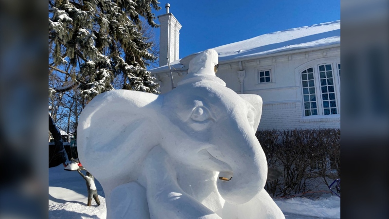 A close up of the Dumbo sculpture in Gail Asper's front yard. (CTV News Photo Zach Kitchen)