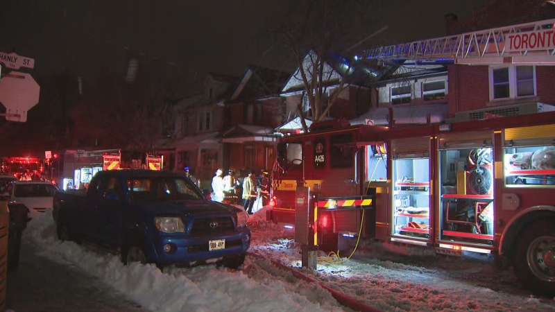 Toronto Fire crews respond to a house fire on Gladstone Avenue on Wednesday, Jan. 19, 2022.