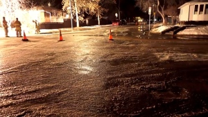 A water main break in northwest Calgary poured water onto 34th Street