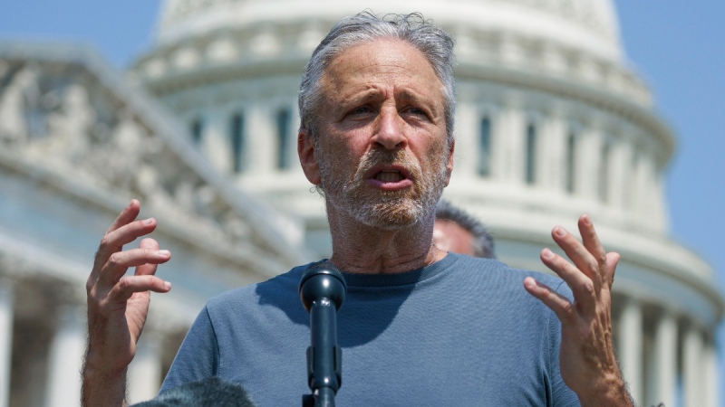 Entertainer and activist Jon Stewart at the Capitol in Washington, on May 26, 2021. (J. Scott Applewhite / AP) 