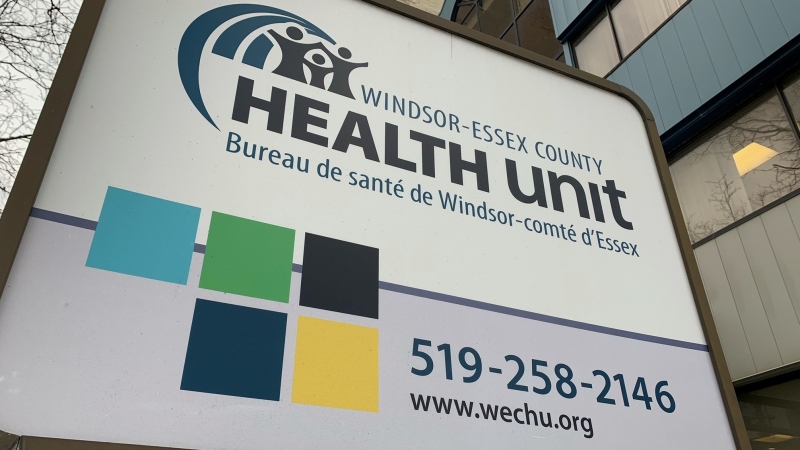The Windsor-Essex County Health Unit sign in Windsor, Ont., on Wednesday, Jan. 5, 2021. (Chris Campbell / CTV Windsor)