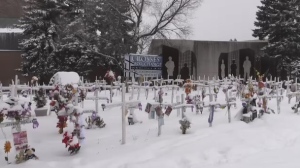 Crosses for Change is a memorial, for those who have died by overdose, located at the intersection of Brady and Paris streets. Jan. 19/22 (Alana Everson/CTV Northern Ontario)