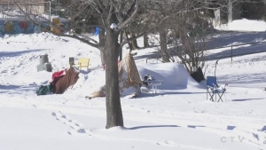 A bitter dispute has broken out at Greater Sudbury city council over allegations of criminality and other extreme events at the homeless encampment at Memorial Park. (Photo from video)