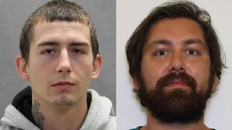 Donivan Comeau, 22 (left) and Dylan Sherief, 29 are wanted for impersonating police officers and conducting traffic stops. (Toronto Police Service)