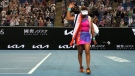 Naomi Osaka following her third round loss to Amanda Anisimova of the U.S. at the Australian Open, on Jan. 21, 2022. (Simon Baker / AP)