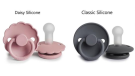 (From left) Mushie & Co has recalled "Daisy" and "Classic" silicone pacifiers by Frigg. (U.S. Consumer Product Safety Commission)