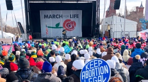Thousands of anti-abortion protesters rally Friday, Jan. 21, 2022 in Washington. (AP Photo/Dan Huff) 