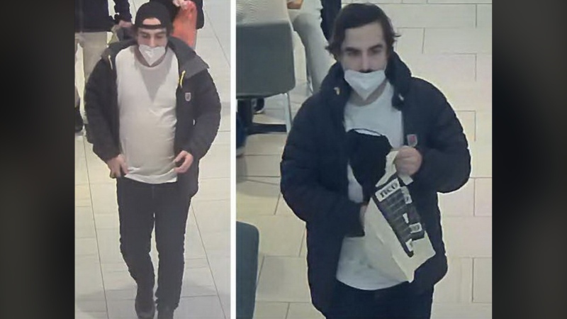 A suspect in a series of robberies in Richmond, B.C., is shown in images provided by the RCMP.