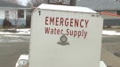An emergency water supply truck sits in the Calgary community of Parkdale.