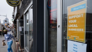 A restaurant is closed as many businesses and restaurants are struggling financially along with labour shortages during the COVID-19 pandemic in Toronto on Thursday, January 13, 2022. THE CANADIAN PRESS/Nathan Denette 