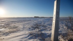 A border marker is shown just outside of Emerson, Man. on Thursday, January 20, 2022. (THE CANADIAN PRESS / John Woods)
