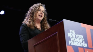 Abigail Disney, pictured here, on May 10, 2018 in New York City, is a longtime critic of her family's business, and now will take her fight to Disney's turf: The big screen. (Monica Schipper/Getty Images for The New York Women's Foundation via CNN)
