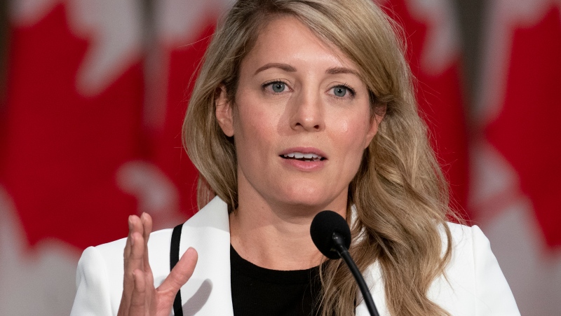 Foreign Affairs Minister Melanie Joly speaks during a news conference, Tuesday, October 26, 2021 in Ottawa. THE CANADIAN PRESS/Adrian Wyld 