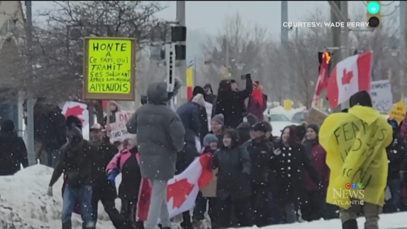 Hundreds protest COVID-19 restrictions in N.B.