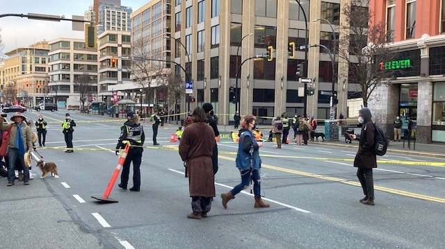 Old-growth logging protesters block traffic in Victoria: Jan. 24, 2022 (CTV News)