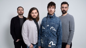 Will Farquarson, from left, Chris Wood, Dan Smith and Kyle Simmons of Bastille pose for a portrait to promote the album "Give Me the Future" on Jan. 5, 2022 in London. (Photo by Scott Garfitt/AP) 
